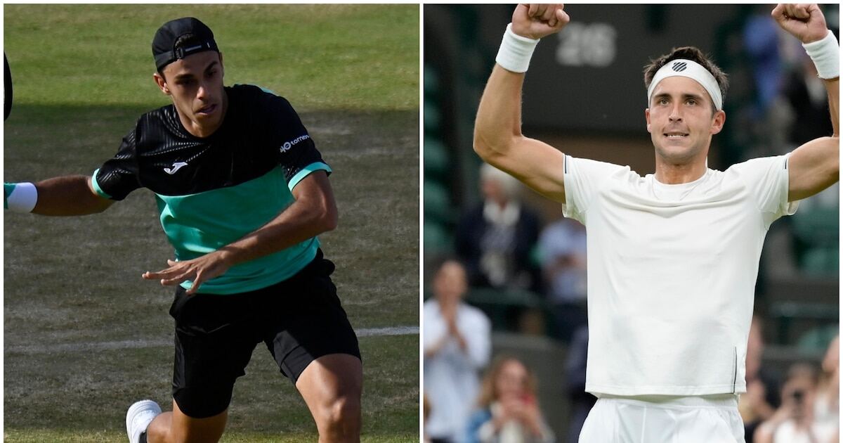 Francisco Cerúndolo y Tomás Etcheverry en acción en el tenis