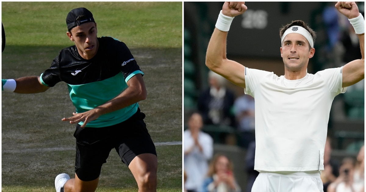 Francisco Cerúndolo y Tomás Etcheverry en acción en el tenis