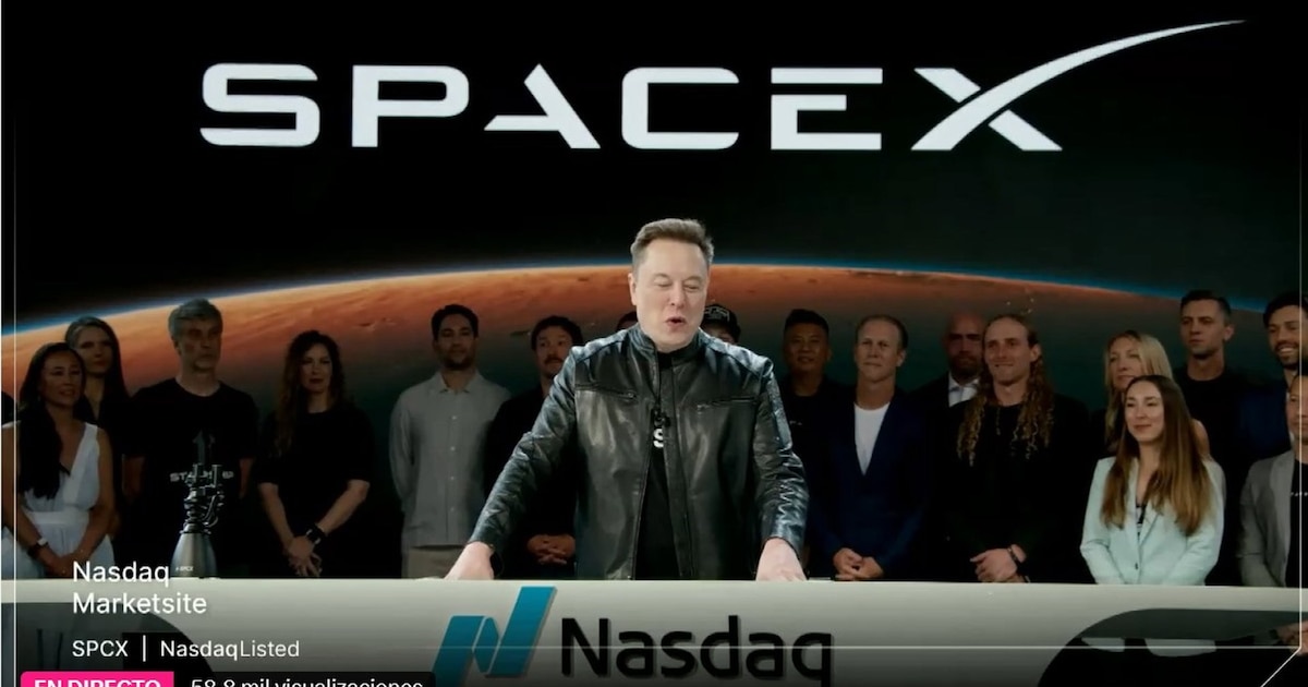 Logo de SpaceX en su debut en Wall Street