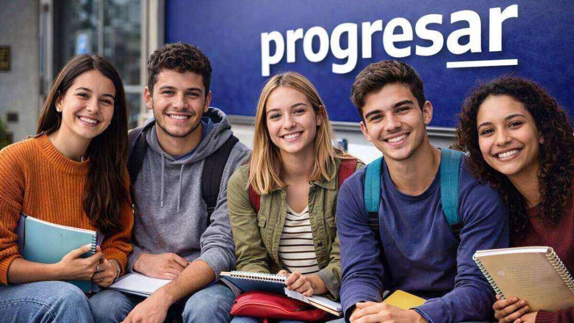 Estudiantes consultando sobre Becas Progresar
