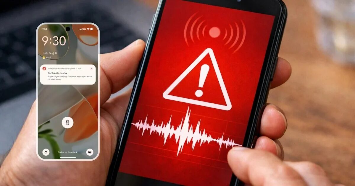 Móvil mostrando alerta sísmica