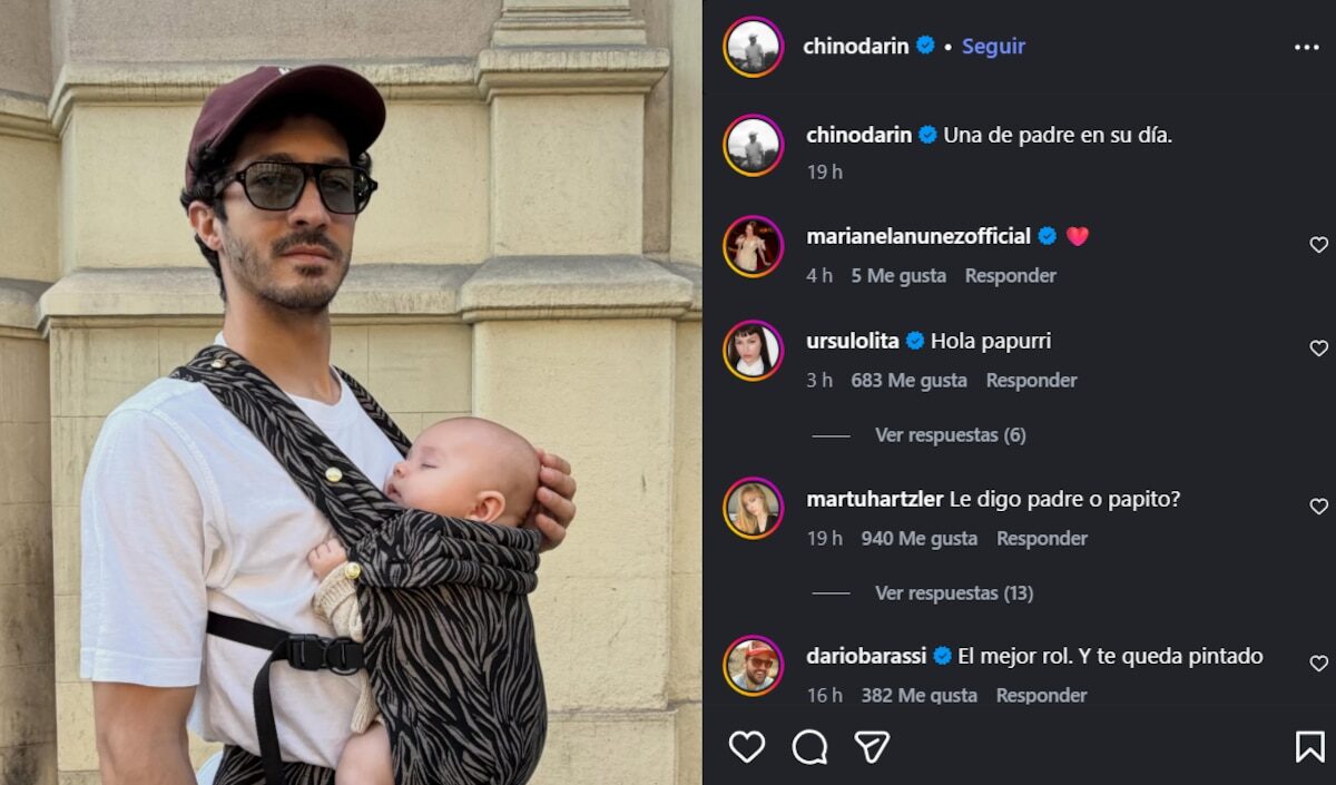 El Chino Darín celebra su primer Día del Padre con su hijo Dante y la reacción de Úrsula Corberó