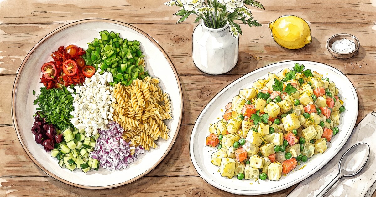 Ensalada de pasta y papa saludable
