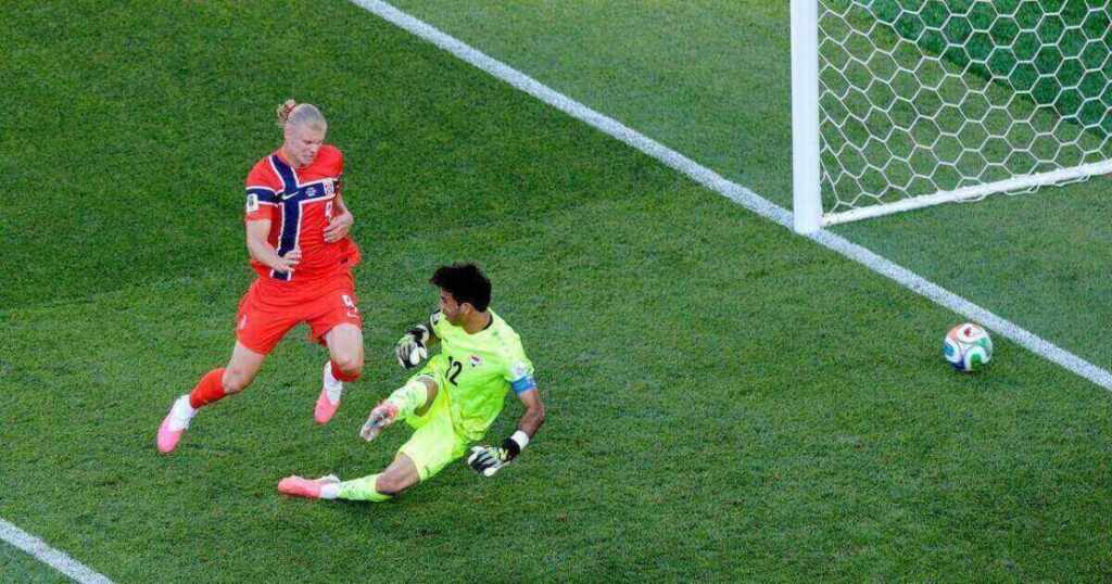 Erling Haaland celebra su gol en el Mundial 2026