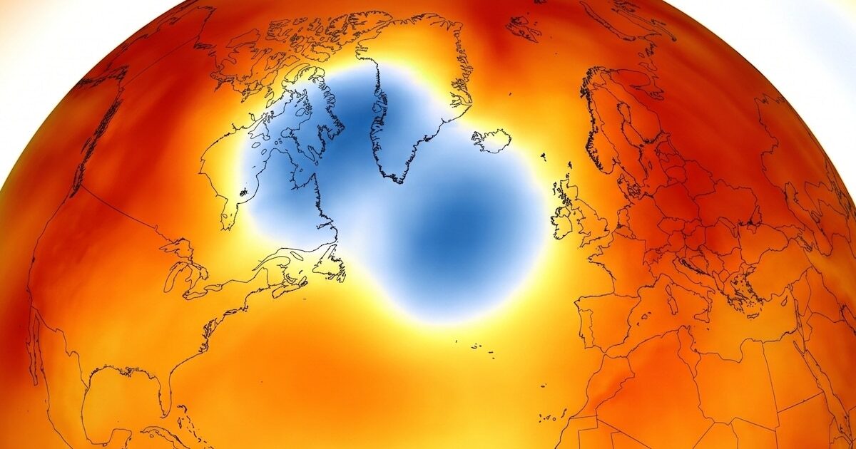 Mapa del Atlántico Norte mostrando la mancha fría y su impacto climático