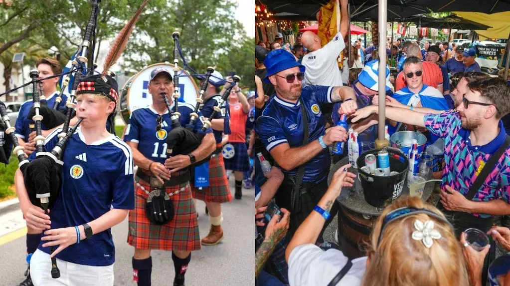 Hinchas escoceses de la Tartan Army durante el Mundial 2026 en Miami