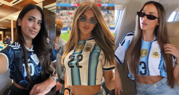 Antonela Roccuzzo, Agustina Gandolfo y Caro Calvagni luciendo looks de moda en el estadio de Dallas