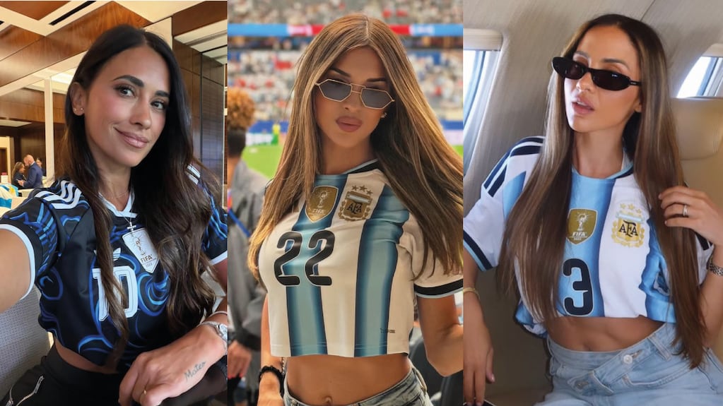 Antonela Roccuzzo, Agustina Gandolfo y Caro Calvagni luciendo looks de moda en el estadio de Dallas