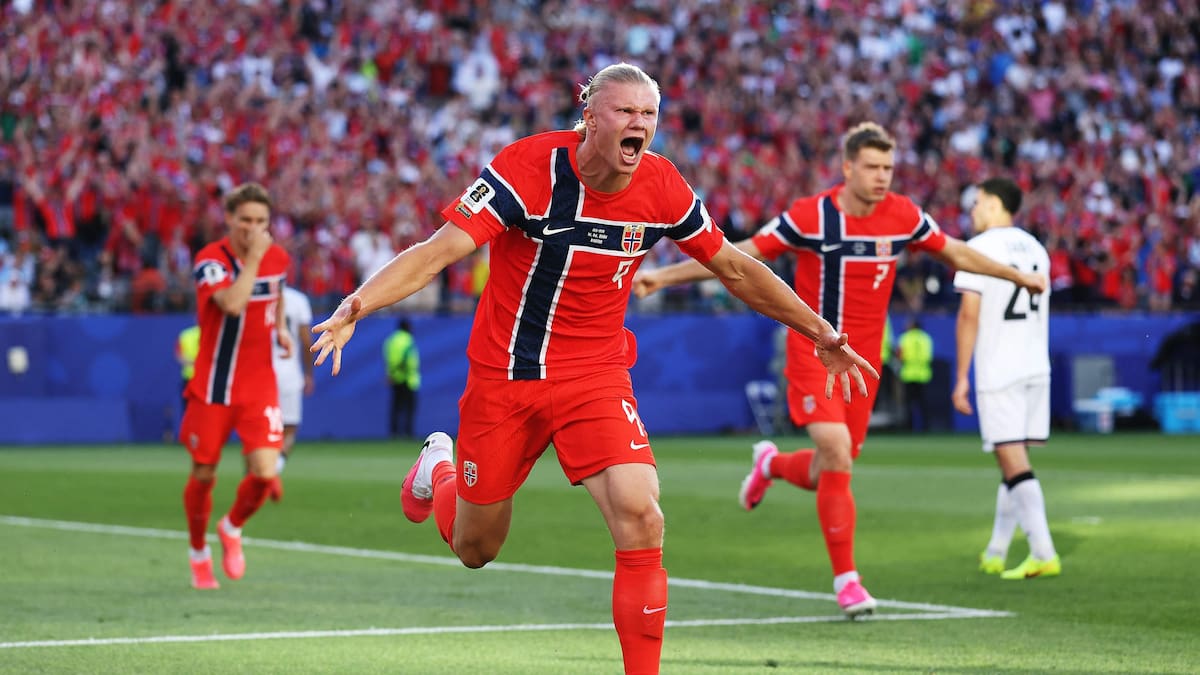 Erling Haaland celebra un gol con Noruega en el Mundial 2026