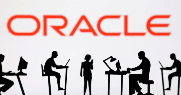 Logo de Oracle en un fondo tecnológico