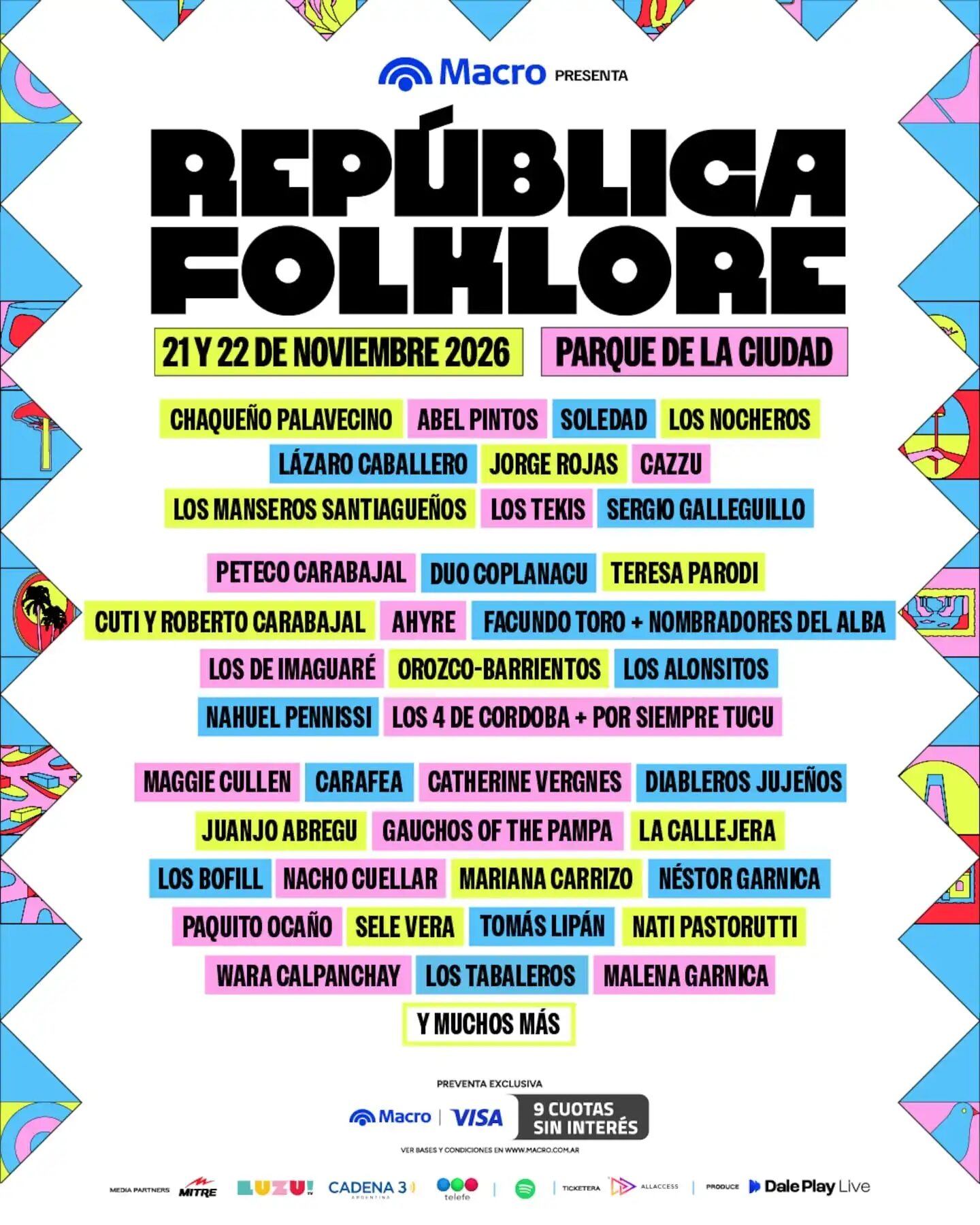 República Folklore 2026: Abel Pintos, Soledad, Chaqueño Palavecino y Cazzu lideran la grilla del festival