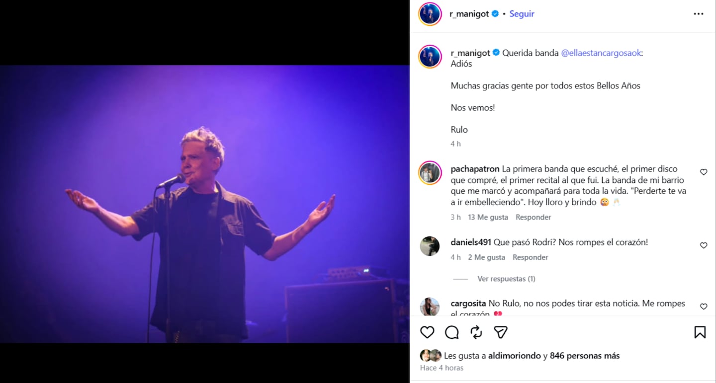 Rodrigo Manigot en el escenario durante un concierto de Ella es tan cargosa