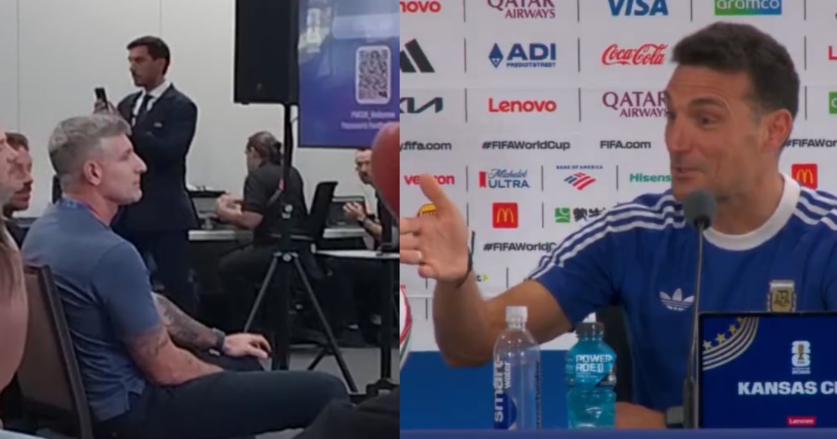 Lionel Scaloni y Martín Palermo en conferencia de prensa