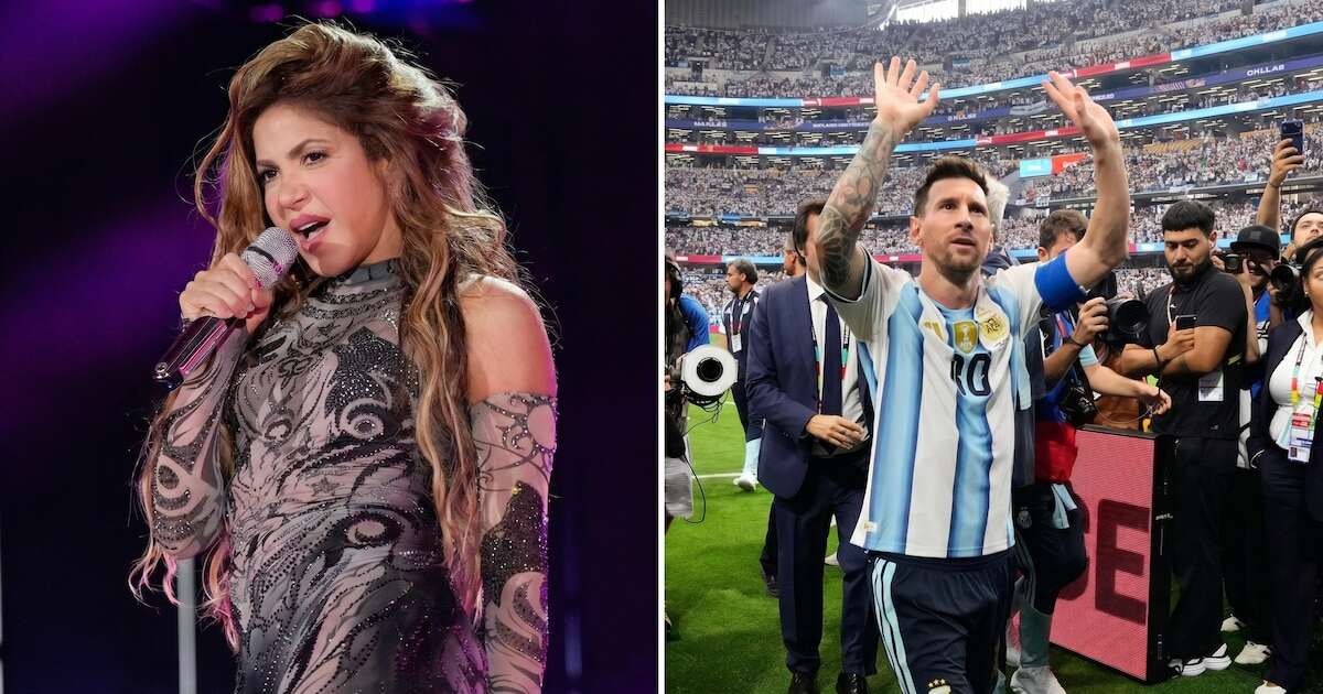 Shakira y sus hijos en el Dallas Stadium durante el partido Argentina vs. Austria