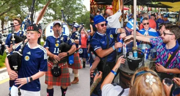Hinchas escoceses de la Tartan Army durante el Mundial 2026 en Miami