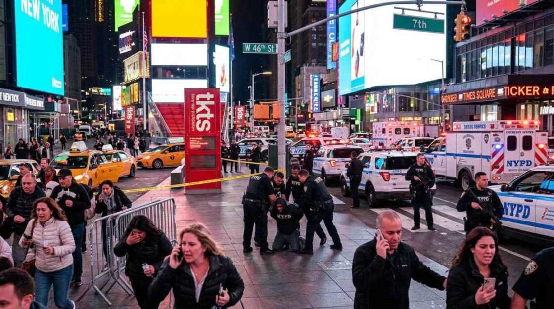 Policías del NYPD arrestan a un hombre tras un tiroteo en Times Square, Nueva York