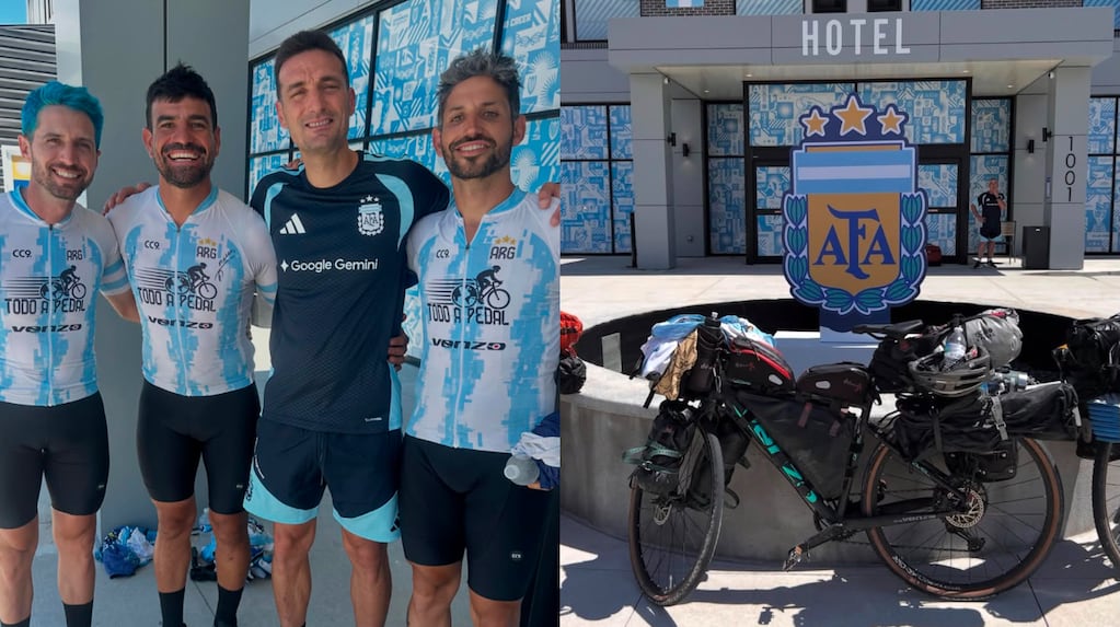 Grupo de ciclistas que recorrieron 7500 km para alentar a la Selección Argentina