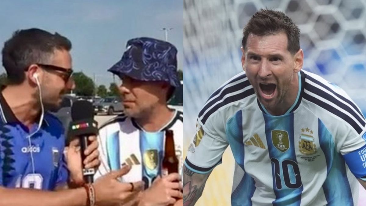 Nico Occhiato durante la cobertura del Mundial con hinchas argentinos