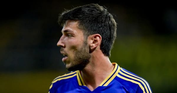 Agustín Martegani en un partido con Boca Juniors