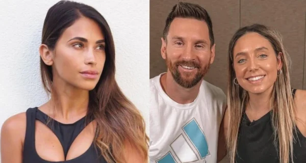 Antonela Roccuzzo y Lionel Messi en el Mundial