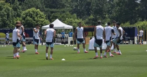 Entrenamiento de la Selección Argentina en Atlanta antes del duelo contra Egipto