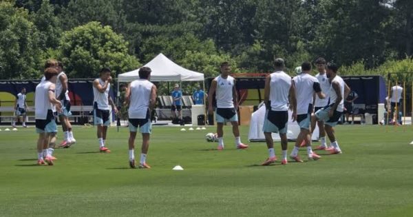 Entrenamiento de la Selección Argentina en Atlanta antes del duelo contra Egipto