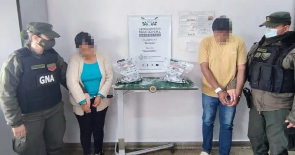 Detención de pareja boliviana con cocaína en Mendoza