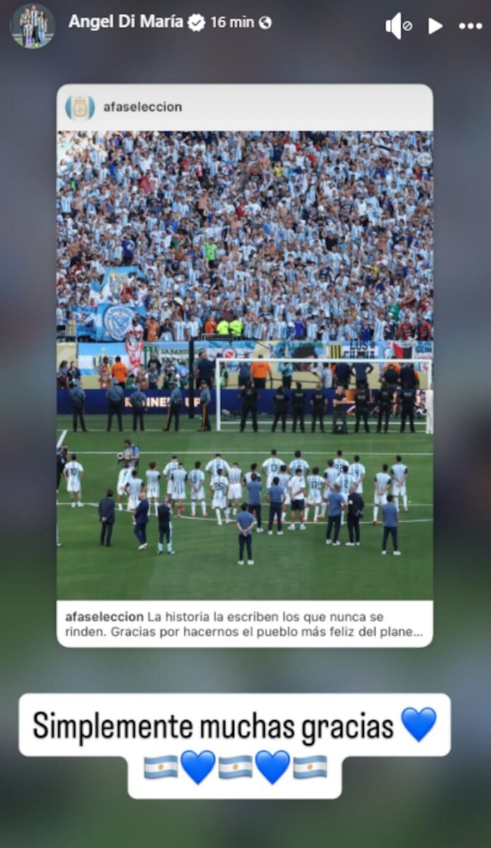 Di María expresa su orgullo por la Selección Argentina tras la derrota en la final del Mundial