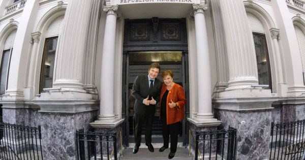 Javier Milei y Kristalina Georgieva durante una conferencia