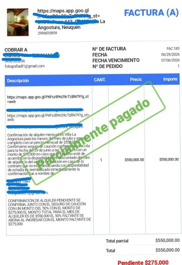 Estafa de alquileres en Villa La Angostura: pareja pierde 70 mil pesos en un engaño