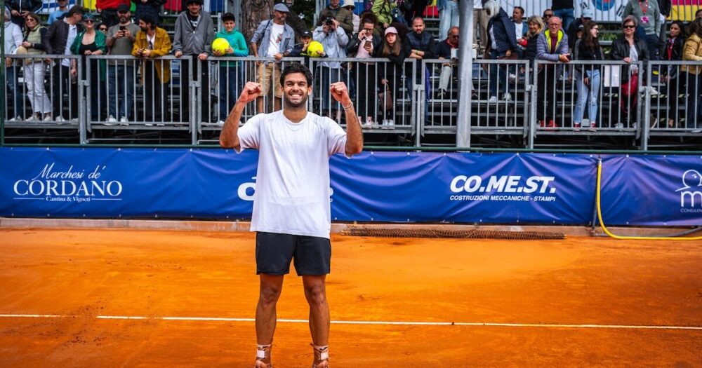 Facundo Díaz Acosta y Guido Justo en acción durante el Challenger Tour