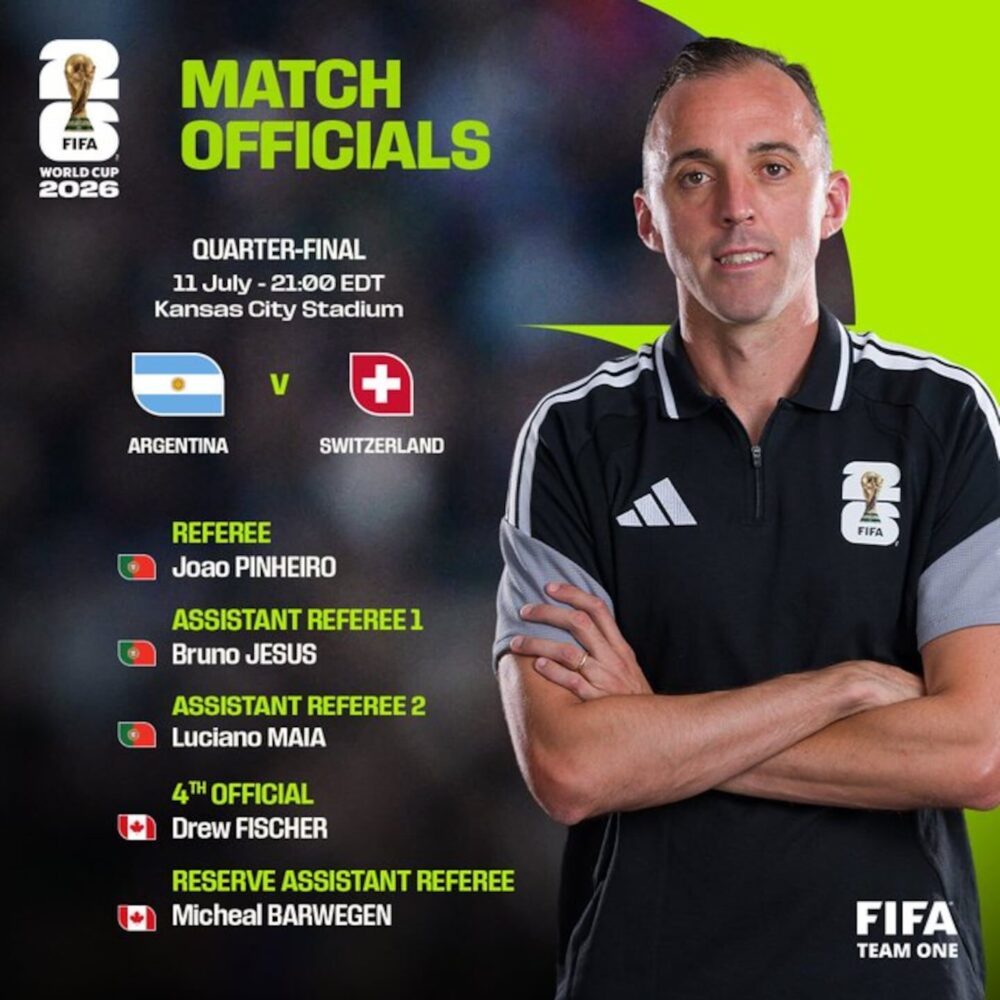 Joao Pinheiro árbitro del partido Argentina Suiza Mundial 2026