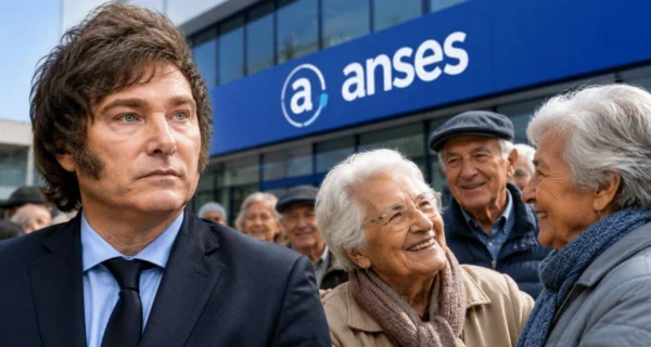 Javier Milei anunciando aumento de jubilaciones