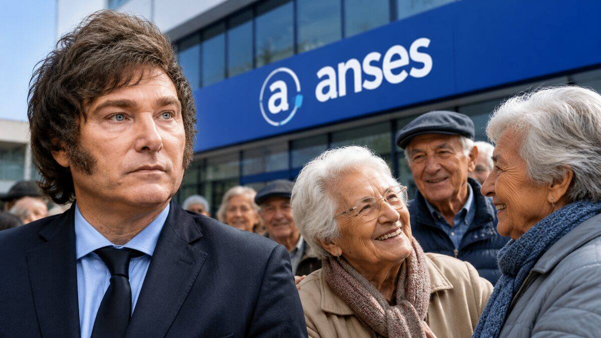 Javier Milei anunciando aumento de jubilaciones