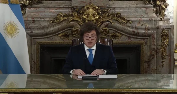 Javier Milei durante la cadena nacional
