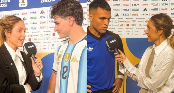 Sofía Martínez durante una cobertura del Mundial 2026