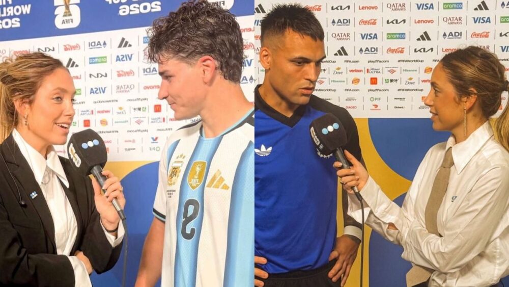 Sofía Martínez durante una cobertura del Mundial 2026