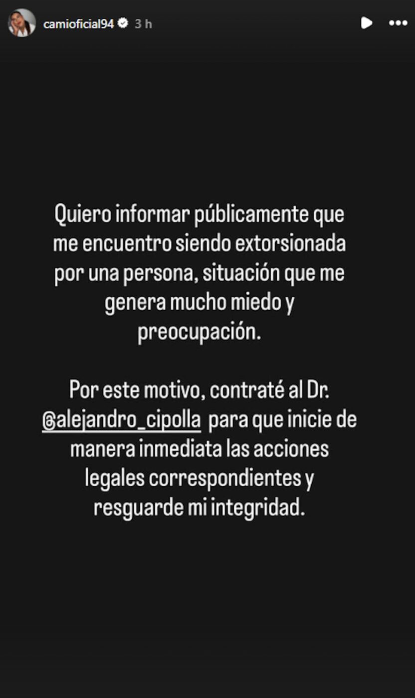 Camilota llora en redes tras denuncia de extorsión: "Me duele en el alma"