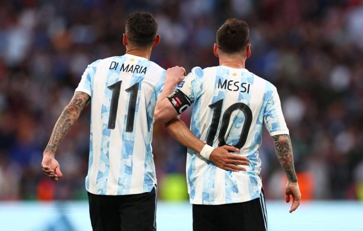 Lionel Messi y Ángel Di María en un evento