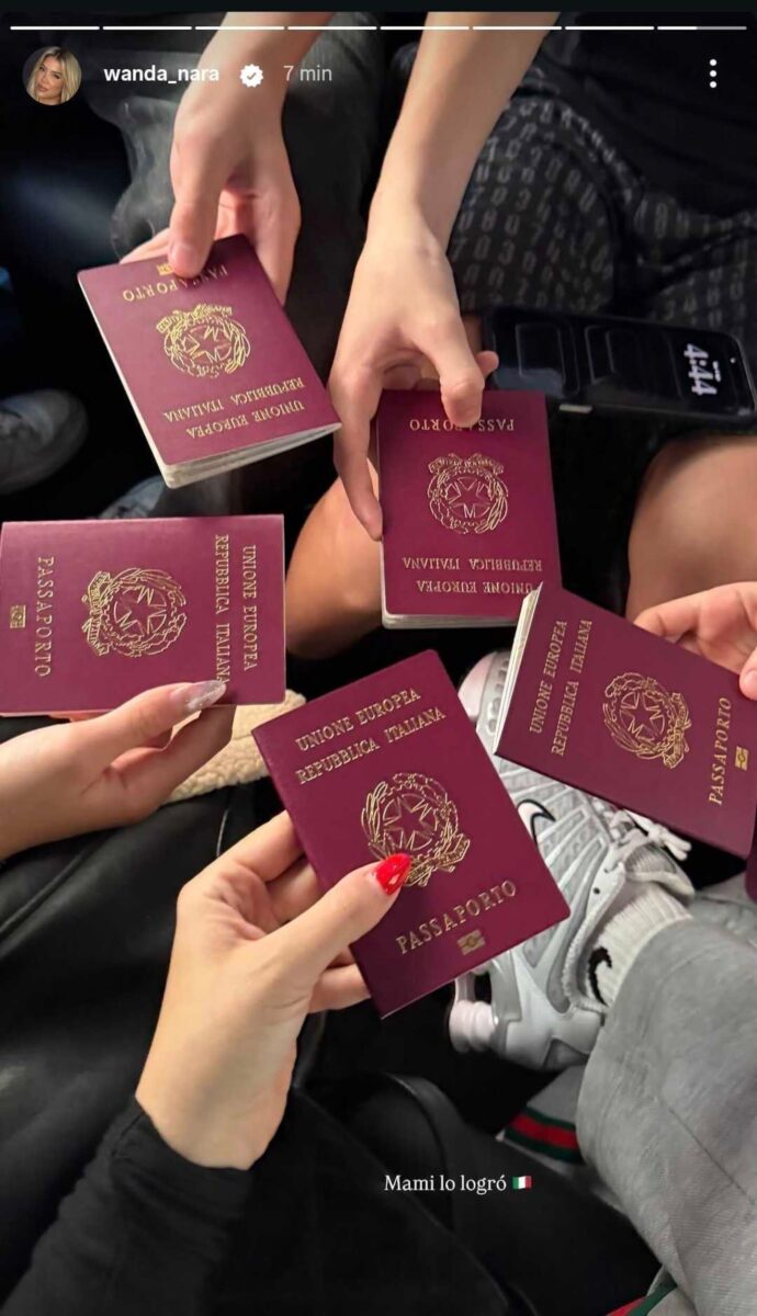 Wanda Nara muestra los pasaportes de sus hijas y se prepara para regresar a Argentina